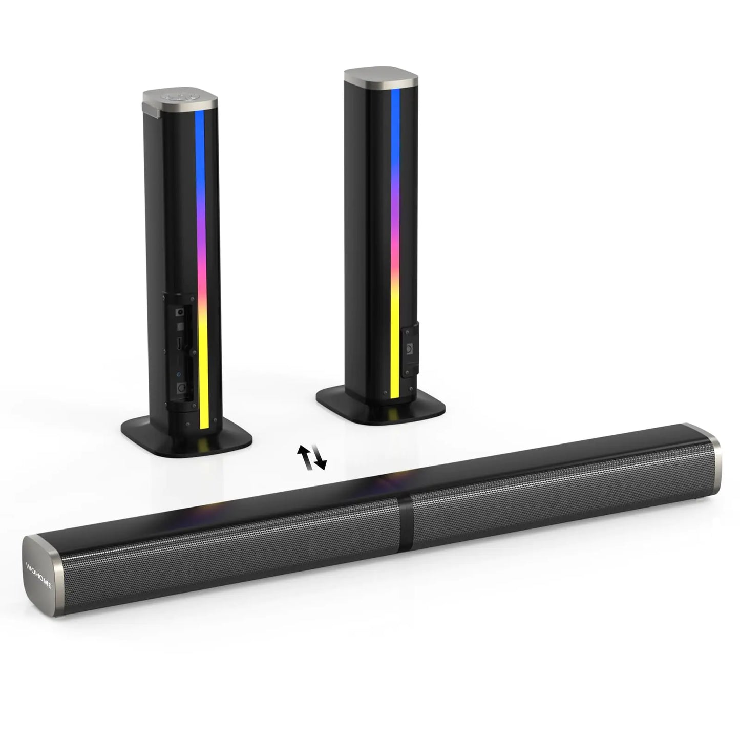 Sound Bar for TV with Built-in Subwoofer Colorful LED Light Bar Speakers