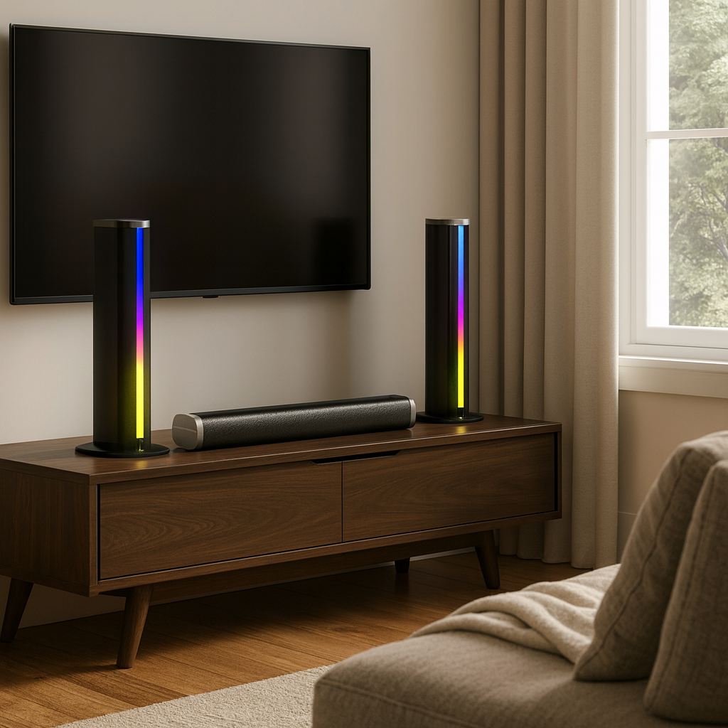 Sound Bar for TV with Built-in Subwoofer Colorful LED Light Bar Speakers